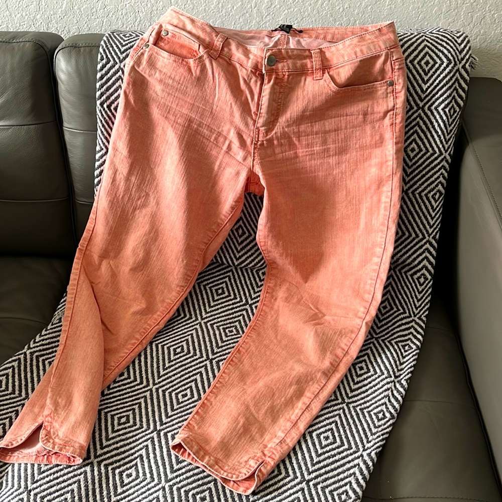 Soft pink jeans. Super comfy, stretch and casual.